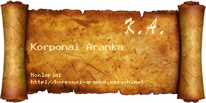 Korponai Aranka névjegykártya